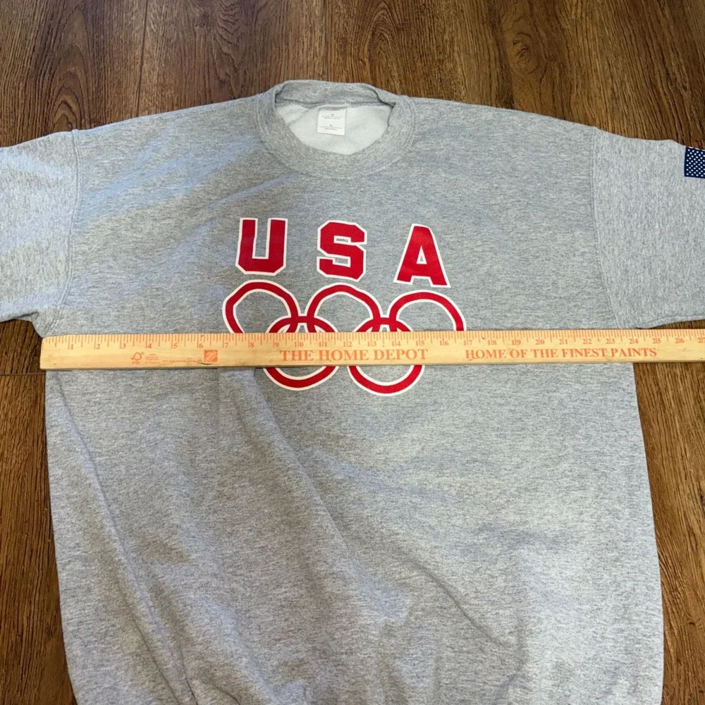 USA Olympics Sweatshirt Mens XL Gray Crewneck Gildan Heavy Blend American Flag - Picture 5 of 11
